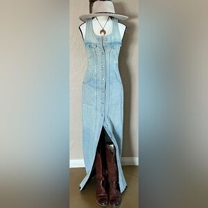 Topshop Light Blue Denim Maxi Dress